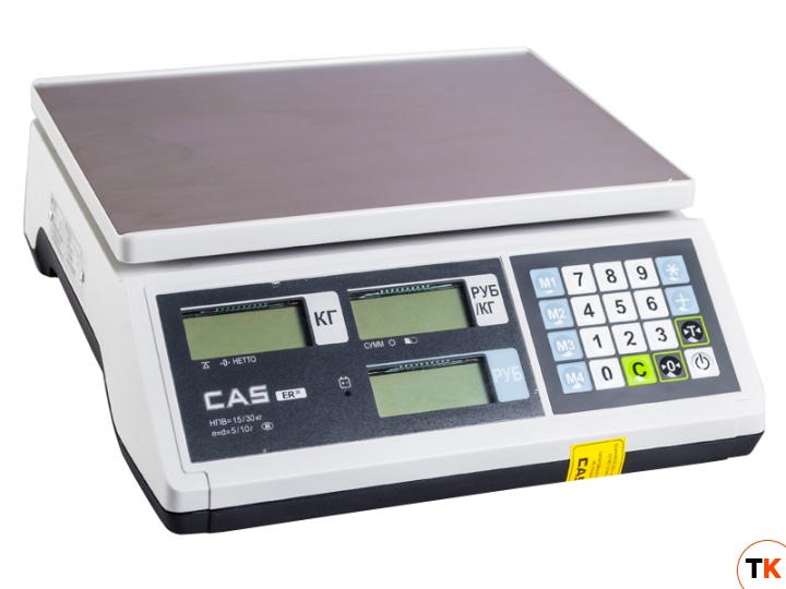 Весы торговые для определения массы и цены CAS ER-Jr-30CB