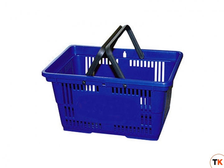Покупательская пластиковая корзина VKF Renzel 20 л, 2 ручка, синяя (RAL 5005)