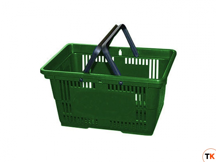 Покупательская пластиковая корзина VKF Renzel 20 л, 2 ручки, зеленая (RAL 6029)