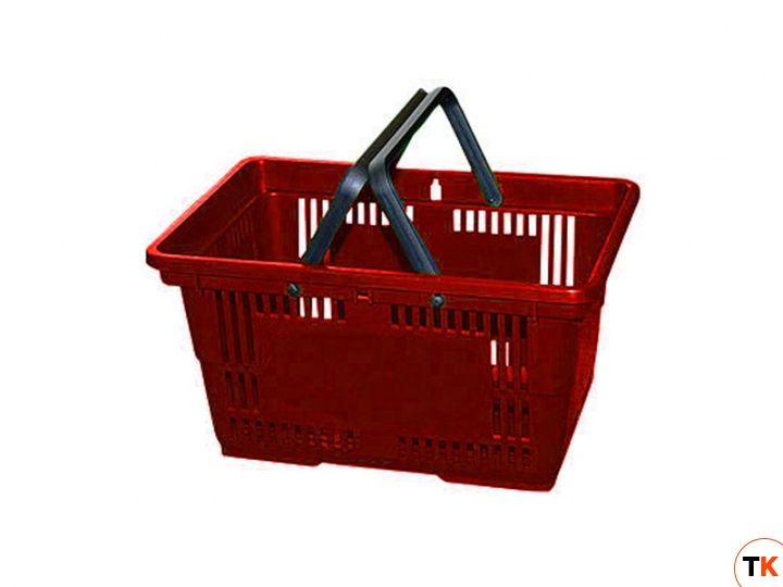 Покупательская пластиковая корзина VKF Renzel 20 л, 2 ручки, красная (RAL 3020)