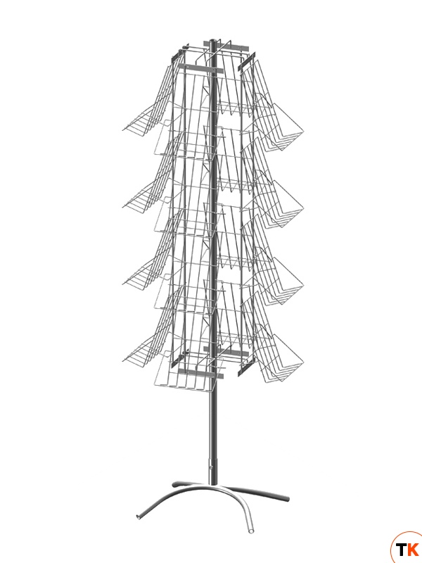 Стойка/стенд/сетка из металлической сетки Гефест Буклетница вращающаяся 16 полок А4