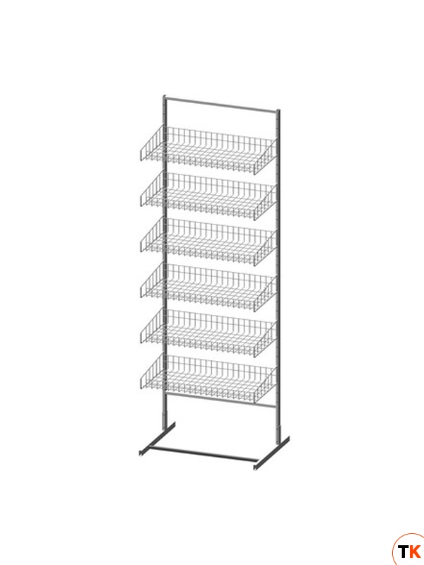 Стойка/стенд/сетка из металлической сетки Гефест Стойка торговая (6 корзин 440 мм)
