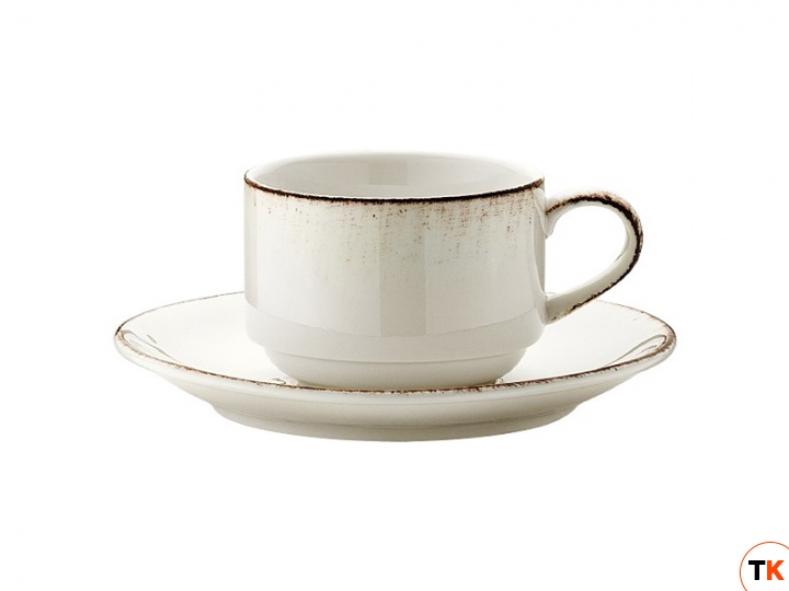Столовая посуда из фарфора Bonna чашка кофейная с блюдцем Retro E100GRM01KFT (штабелируется, 90 мл)