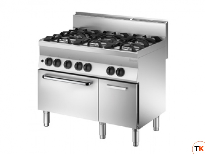 Плита BARTSCHER газовая 6 конфорок 1151163, с газовым духовым шкафом, нейтральный шкаф
