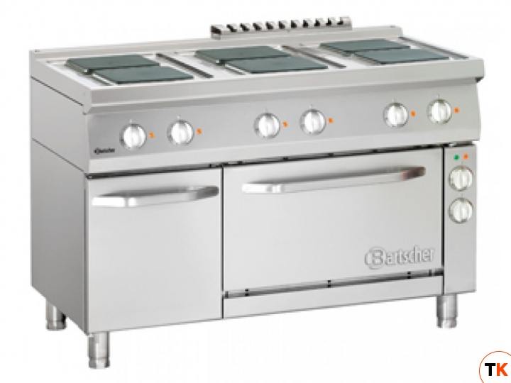 Плита BARTSCHER электрическая 6 конфорок 286347 с электрическим духовым шкафом, конвекция, 1/1 GN, и нейтральным шкафом