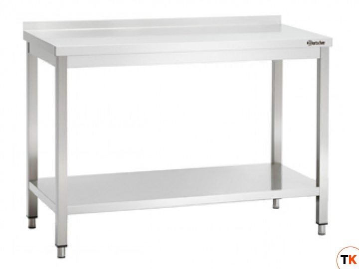 Стол BARTSCHER рабочий 308167 с бортом, со средней полкой