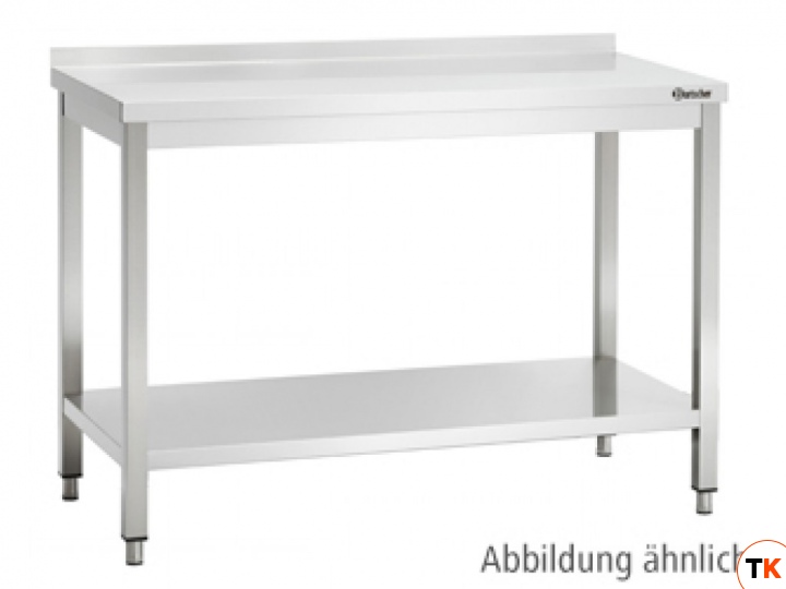 Стол BARTSCHER рабочий с бортом и средней полкой 308157