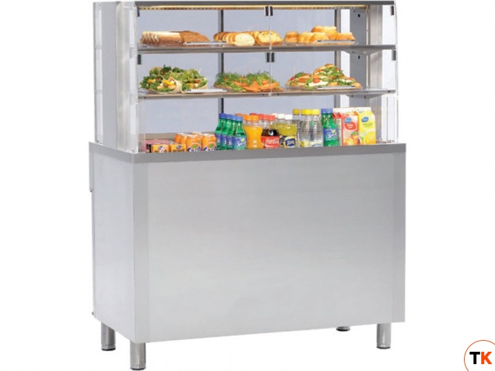 Витрина Skycold холодильная DL-1203-CL+ SP18867+SP18438 с направляющей с одной стороны 270мм, ножки, цоколь, ламинат