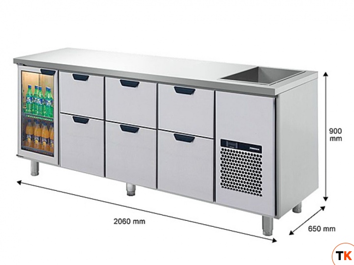 Стол Skycold холодильного с ванной для льда/напитков B1S-2-2-2-C