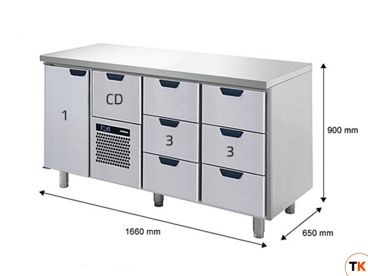 Стол SKYCOLD холодильный GNH-1-CDE-3-3, удлинение столешницы назад до 700 мм