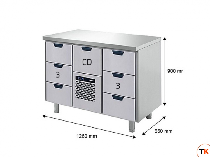 Стол Skycold холодильный GNH-3-CD-3+SP18406-15(7), ролики