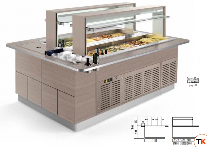 СТОЛ ШВЕД.КОМБ.ОСТРОВ. ENOFRIGO FAST GOURMET ISOLA DOPPIA BM+RF 2000 ВЕНГЕ - Enofrigo - 352282