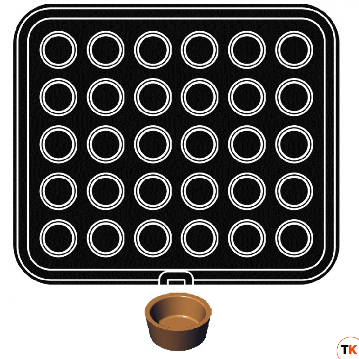 Форма 46 для выпечки тарталеток d42/35мм h18мм (для аппарата Cookmatic), 30 ячеек PIASTRA 46 - PAVONI - 368590