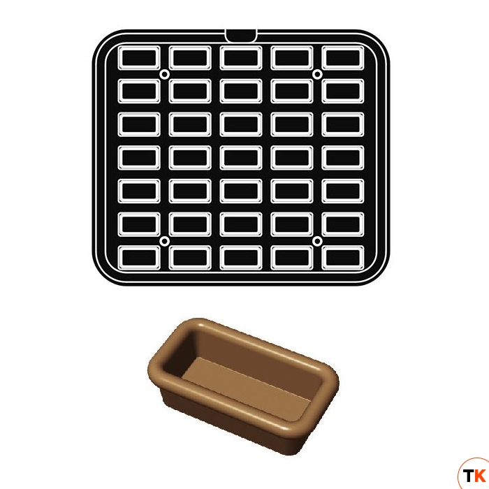 Форма Q для выпечки тарталеток 52х29/44х21мм h16мм (для аппарата Cookmatic), 35 ячеек PIASTRA Q - PAVONI - 368597