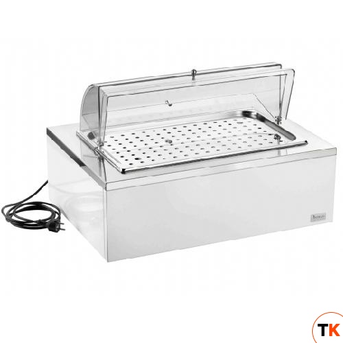 Мармит настольный (чефиндиш) GN1/1 для выпечки с крышкой Roll-Top, электр., на дерев.подставке белый - Pintinox - 362067