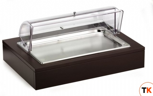 Поднос для нарезки 64х46см h30см, с крышкой Roll-top, с хладогентом, на дерев. основании венге 51130 - Pintinox - 364226
