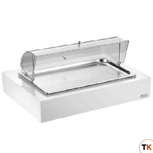 Поднос для нарезки 64х46см h30см, с крышкой Roll-top, с хладогентом, на дерев. основании, цвет белый - Pintinox - 364227