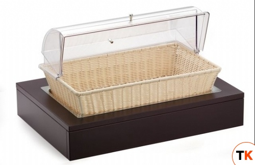 Поднос с корзиной для хлеба с крышкой Roll-Top на дерев.подставке венге 51136900 - Pintinox - 364349