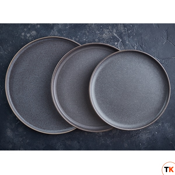 *Тарелка мелкая 25см, серия Nordline, цвет Mist (мокрый асфальт) 112502 - KENAI Ceramics - 357520