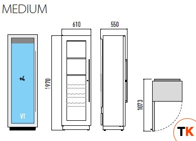 ШКАФ ВИННЫЙ ВЕНТ. ENOFRIGO MIAMI MEDIUM VT RF T + 3 DR ЧЕРНЫЙ + OPT36003 - Enofrigo - 380847