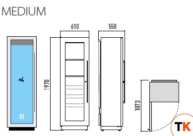 ШКАФ ВИННЫЙ СТАТ. MIAMI MEDIUM RF T ЧЕРНЫЙ+OPT36003 - Enofrigo - 380845