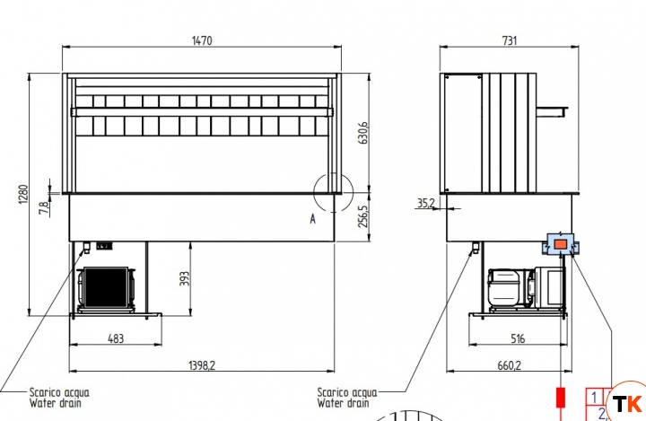 ПРИЛАВОК ХОЛОД. ENOFRIGO DOGE WALL 1400 RF ВСТР. A1DOGEKWRF14P/X ЦВЕТ 608 - Enofrigo - 384107