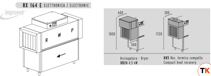 МАШИНА ПОСУДОМОЕЧНАЯ DIHR RX 164 E SX+DR24+HR5+DDE - Dihr - 391123