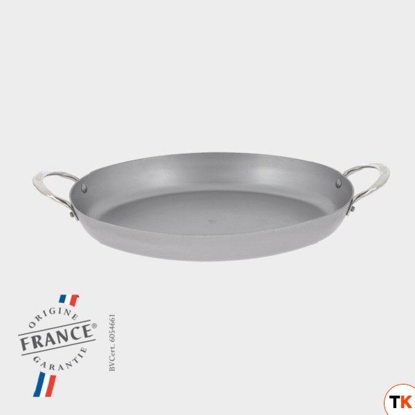 Сковорода овальная 36х24см h4,8см, with 2 handles, белая сталь 