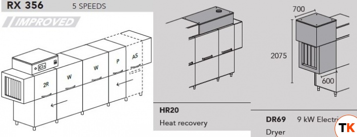МАШИНА ПОСУДОМОЕЧНАЯ DIHR RX 356 DX+DDE+HR20+DR69 - Dihr - 401576