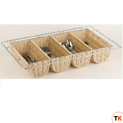 Контейнер для хранения столовых приборов GN 1/1, 53x32,5xh10см, хром.проволока+ротанг 11965APS - APS - 360701