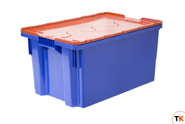 Ящик 600х400х300мм, Safe Pro сплошной цвет синий, с оранжевой крышкой 601-1 SP - Тара.ру - 388788