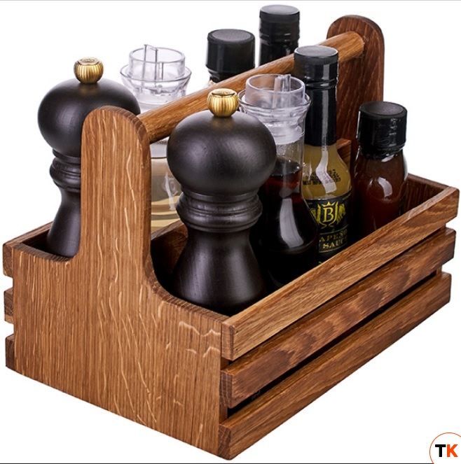 Подставка д/специй 2 отделения;дуб;,H=18,L=24,5,B=16,5см; 03177004 - PPwood - 398494