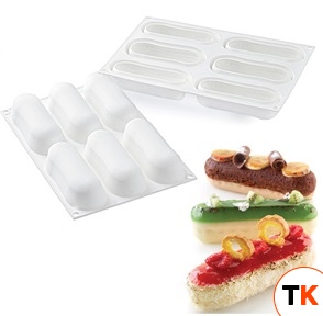 Форма силиконовая Эклер (6шт. 129х40,5мм h35мм) + вырубка ECLAIR - SILIKOMART - 376713