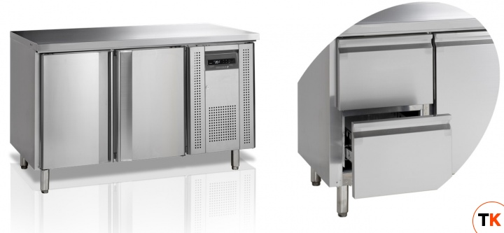 СТОЛ С ОХЛАЖД.ШКАФОМ TEFCOLD CK7210/-SP+ВЫДВИЖНЫЕ ЯЩИКИ В 1 СЕКЦИИ 12547 - Tefcold - 408986