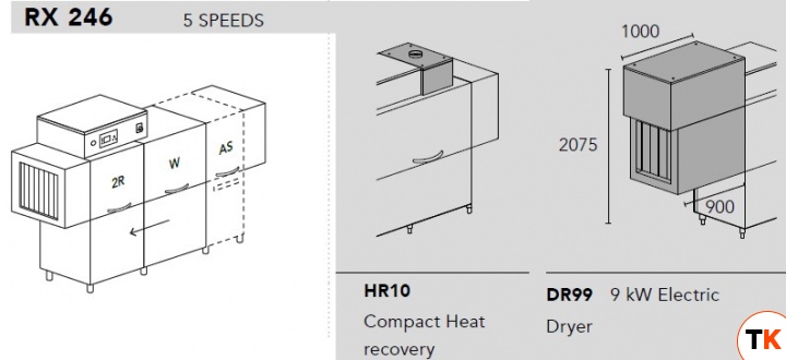 МАШИНА ПОСУДОМОЕЧНАЯ DIHR RX 246 DX+DDE+HR10+DR99+SAN/ДЕЛЕНИЕ 2 ЧАСТИ - Dihr - 409282