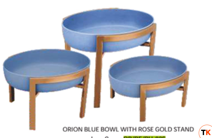 Чаша ORION BLUE с подставкой Rose Gold h16*34*28см, OR/BE/BU-02S - MACO - 427540