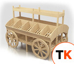 Стенд T&T телега деревянный для фруктов-овощей 1600х1200х1600 на колесах фото 1