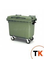 Бак для мусора 660л, с крышкой, на колесах, п/э, цвет зеленый 25.C19.70 green - Агропак - 357677 фото 1