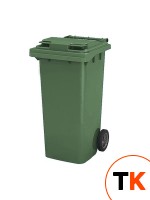 Бак для мусора 120л, с крышкой, на колесах, п/э, цвет зеленый 23.C29 green - Агропак - 357668 фото 1