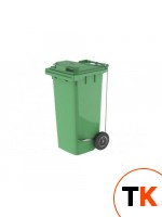 Бак для мусора 240л, с педалью, с крышкой, на колесах, п/э, цвет зеленый 24.C21 green - Агропак - 357671 фото 1