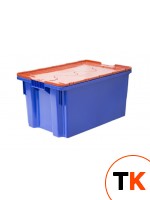 Ящик 600х400х300мм, Safe Pro сплошной цвет синий, с оранжевой крышкой 601-1 SP - Тара.ру - 388788 фото 1
