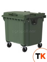 Бак для мусора 1100л, с крышкой, на колесах, п/э, цвет зеленый 29.C19 green (21 056) - Агропак - 409214 фото 1